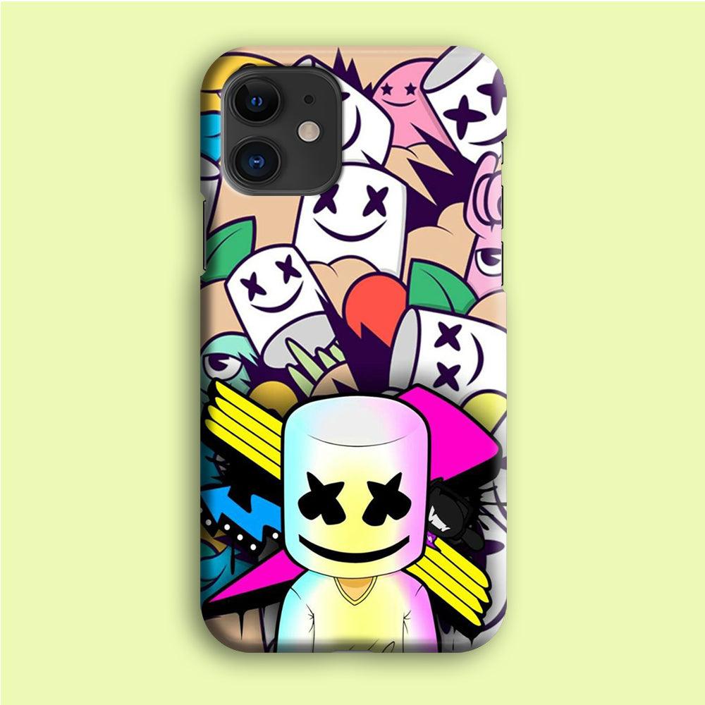 Marshmello Art iPhone 12 Case-Plastic / Full Wrap (3D Case)-Xtracase