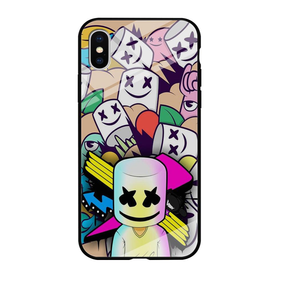 Marshmello Art iPhone Xs Case-Tempered Glass Case-Xtracase