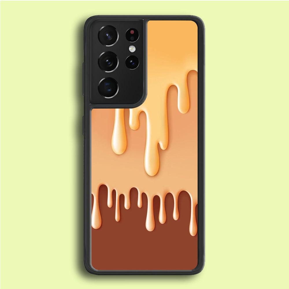 Melted Brown Cream Samsung Galaxy S21 Ultra Case-Rubber / White (2D Case)-Xtracase