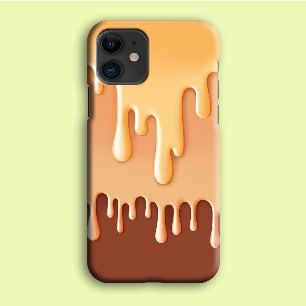 Melted Brown Cream iPhone 12 Case-Plastic / Full Wrap (3D Case)-Xtracase