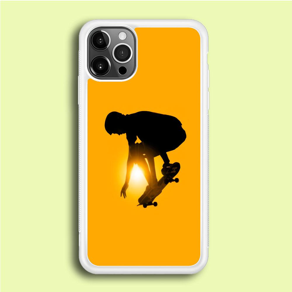 Men Play Skateboard iPhone 12 Pro Case-Rubber / White (2D Case)-Xtracase