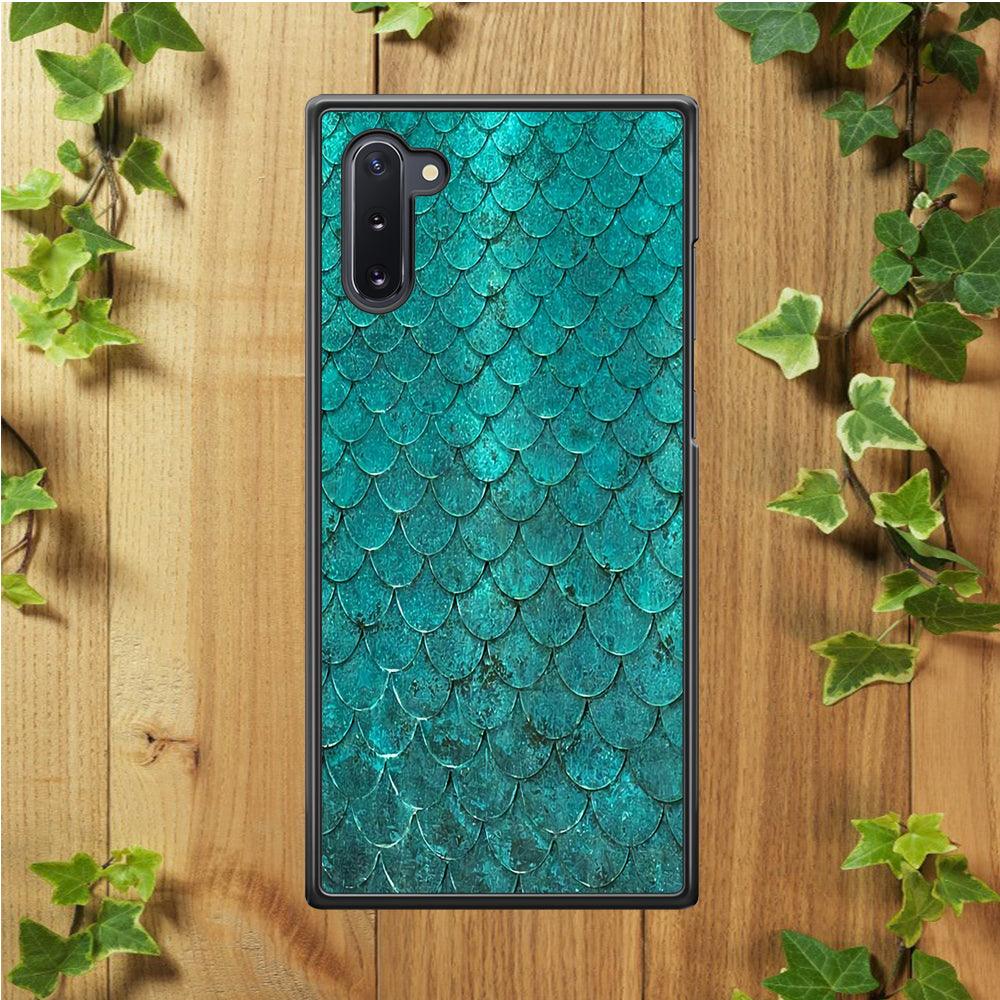 Mermaid Scale Green Luxury Samsung Galaxy Note 10 Case-Rubber / White (2D Case)-Xtracase