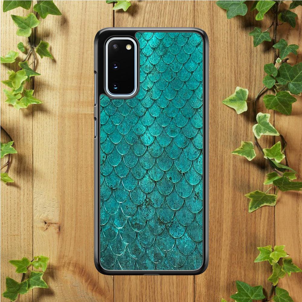 Mermaid Scale Green Luxury Samsung Galaxy S20 Case-Rubber / White (2D Case)-Xtracase