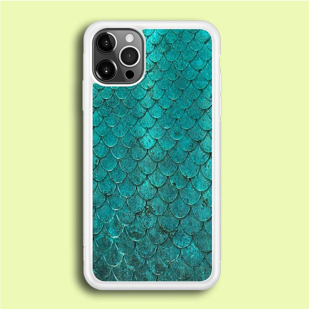 Mermaid Scale Green Luxury iPhone 12 Pro Max Case-Rubber / White (2D Case)-Xtracase