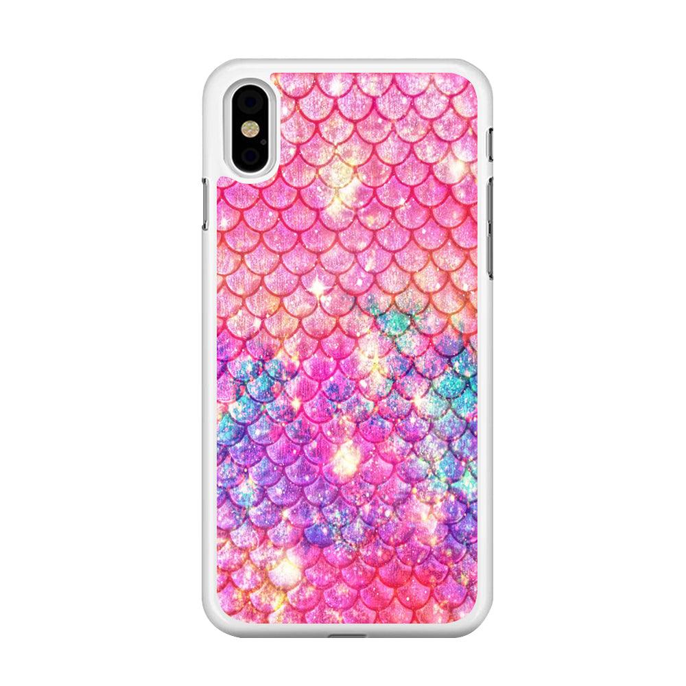 Mermaid Scale Pink Luxury iPhone X Case-Rubber / White (2D Case)-Xtracase