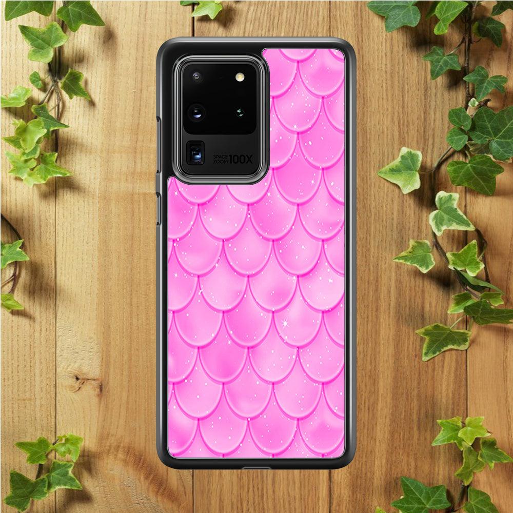 Mermaid Scale Pink Shining Samsung Galaxy S20 Ultra Case-Rubber / White (2D Case)-Xtracase