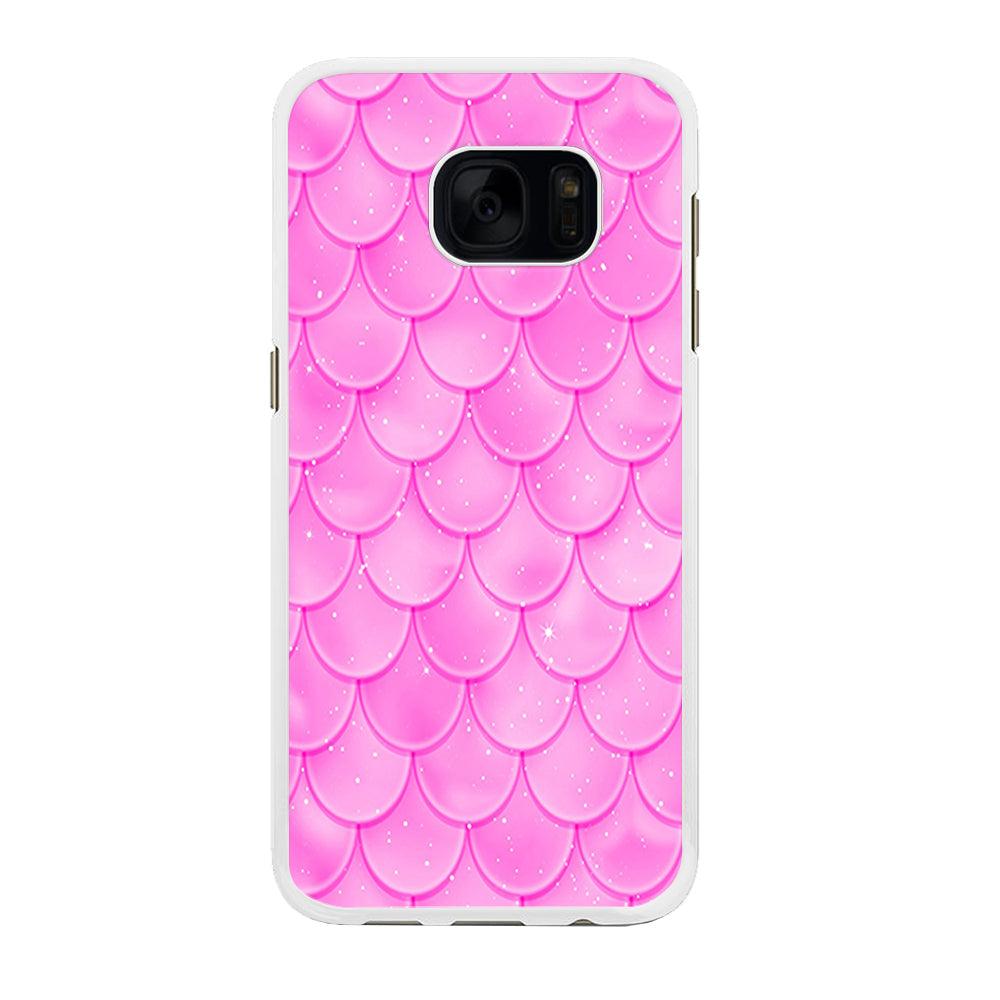 Mermaid Scale Pink Shining Samsung Galaxy S7 Edge Case-Rubber / White (2D Case)-Xtracase