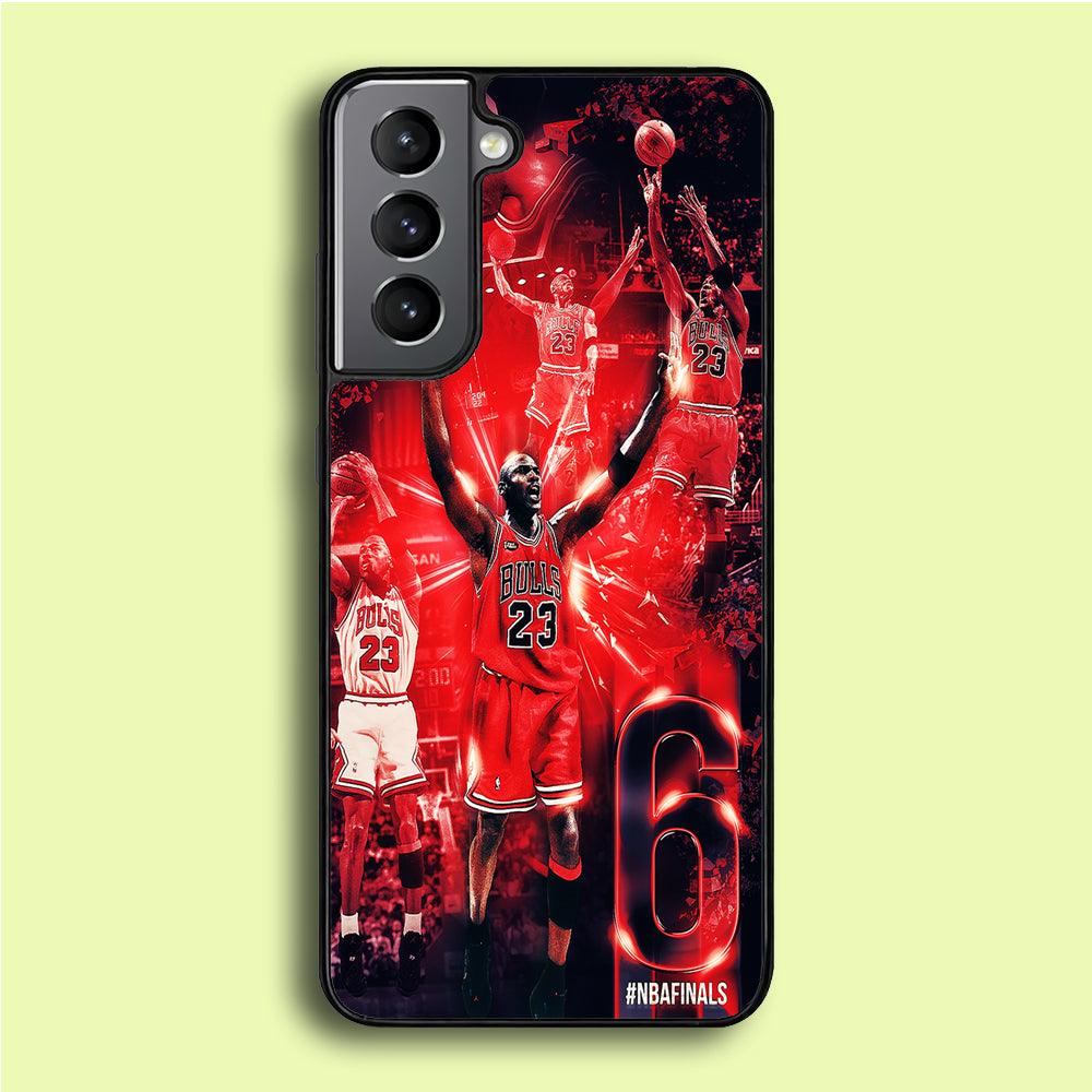 Michael Jordan 6th Championship Samsung Galaxy S21 Plus Case-Rubber / Black (2D Case)-Xtracase