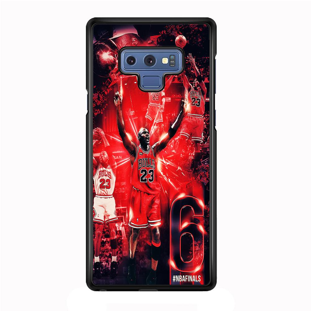 Michael Jordan 6th Championship Samsung Galaxy Note 9 Case-Rubber / Black (2D Case)-Xtracase