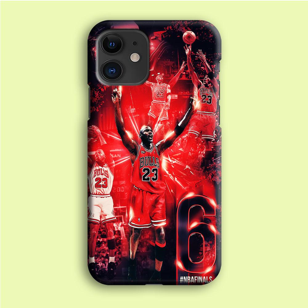 Michael Jordan 6th Championship iPhone 12 Case-Plastic / Full Wrap (3D Case)-Xtracase