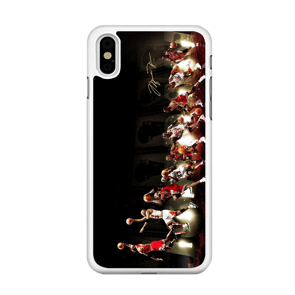Michael Jordan Slam Dunk iPhone Xs Case-Rubber / White (2D Case)-Xtracase