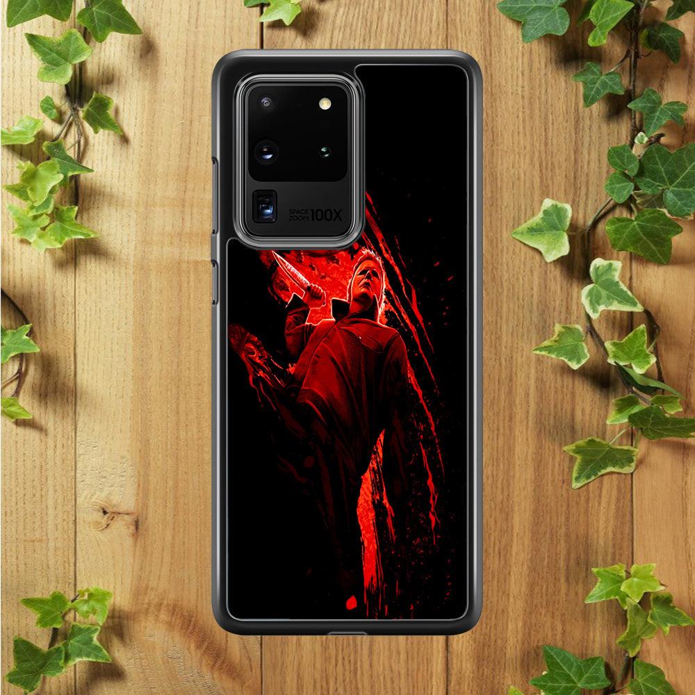Michael Myers Blood Palm Samsung Galaxy S20 Ultra Case-Rubber / Black (2D Case)-Xtracase