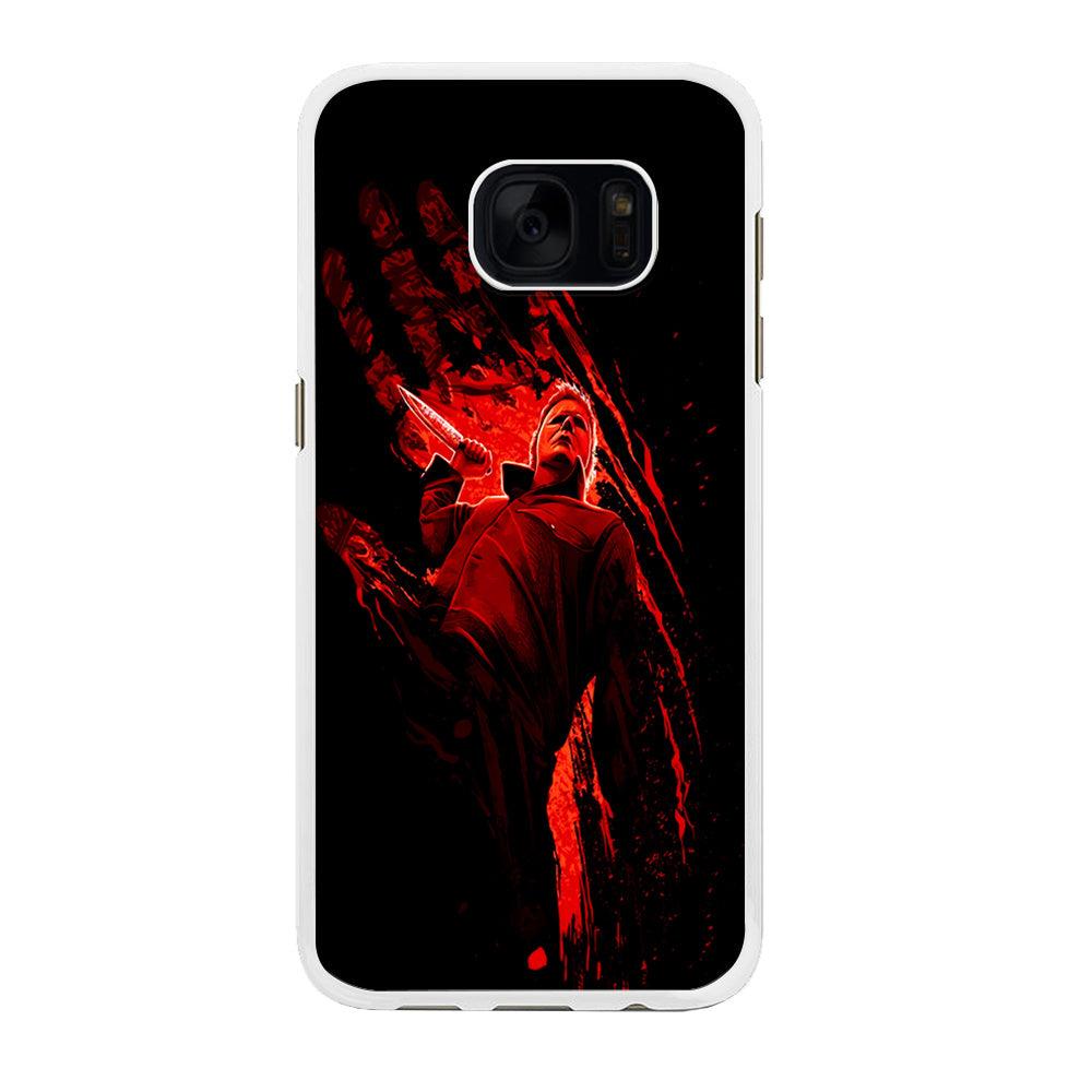 Michael Myers Blood Palm Samsung Galaxy S7 Edge Case-Rubber / White (2D Case)-Xtracase
