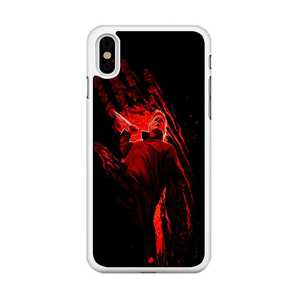 Michael Myers Blood Palm iPhone Xs Max Case-Rubber / White (2D Case)-Xtracase
