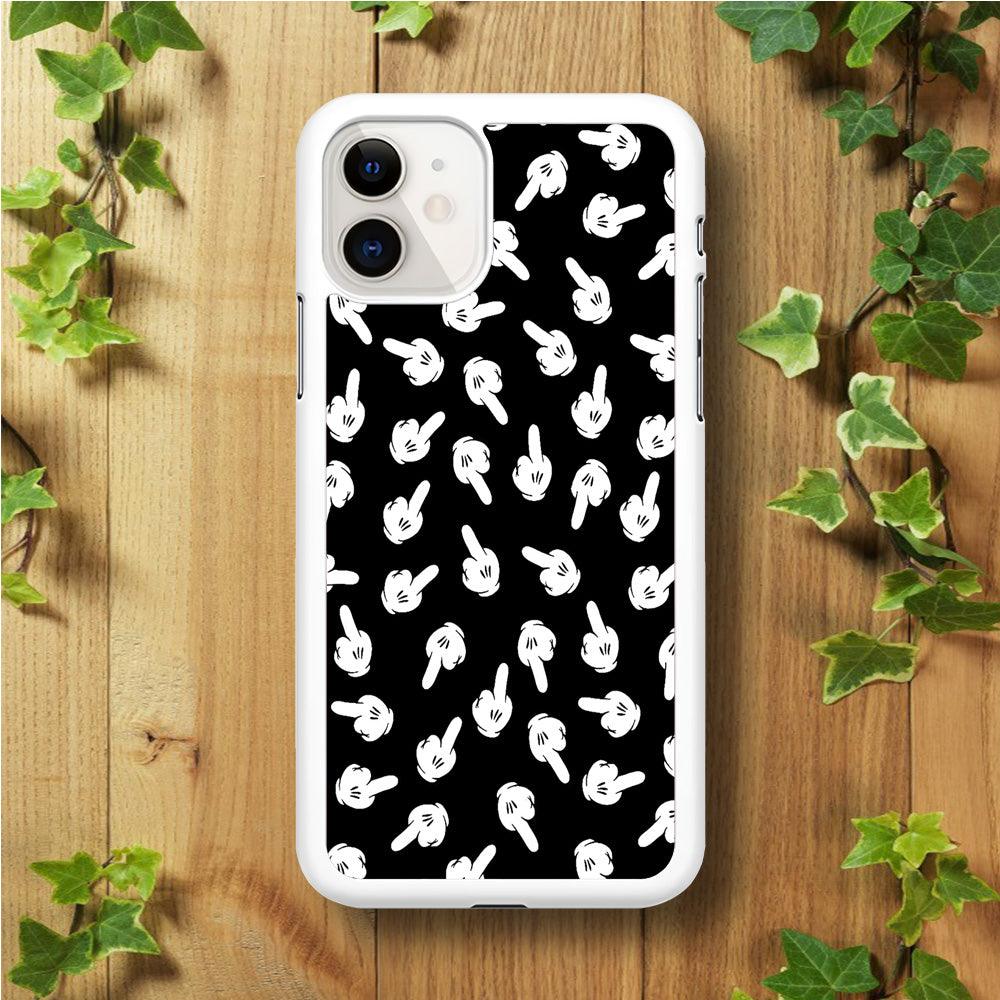 Mickey Mouse Hands iPhone 11 Case-Rubber / White (2D Case)-Xtracase