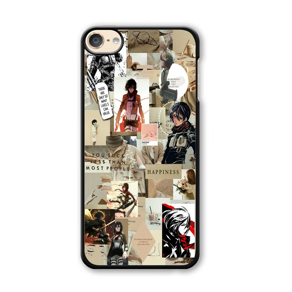 Mikasa Ackerman Aesthetic iPod Touch 6 Case-Plastic / Black (2D Case)-Xtracase