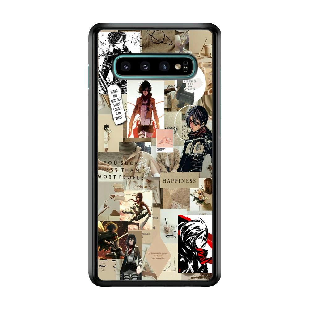 Mikasa Ackerman Aesthetic Samsung Galaxy S10 Case-Rubber / White (2D Case)-Xtracase