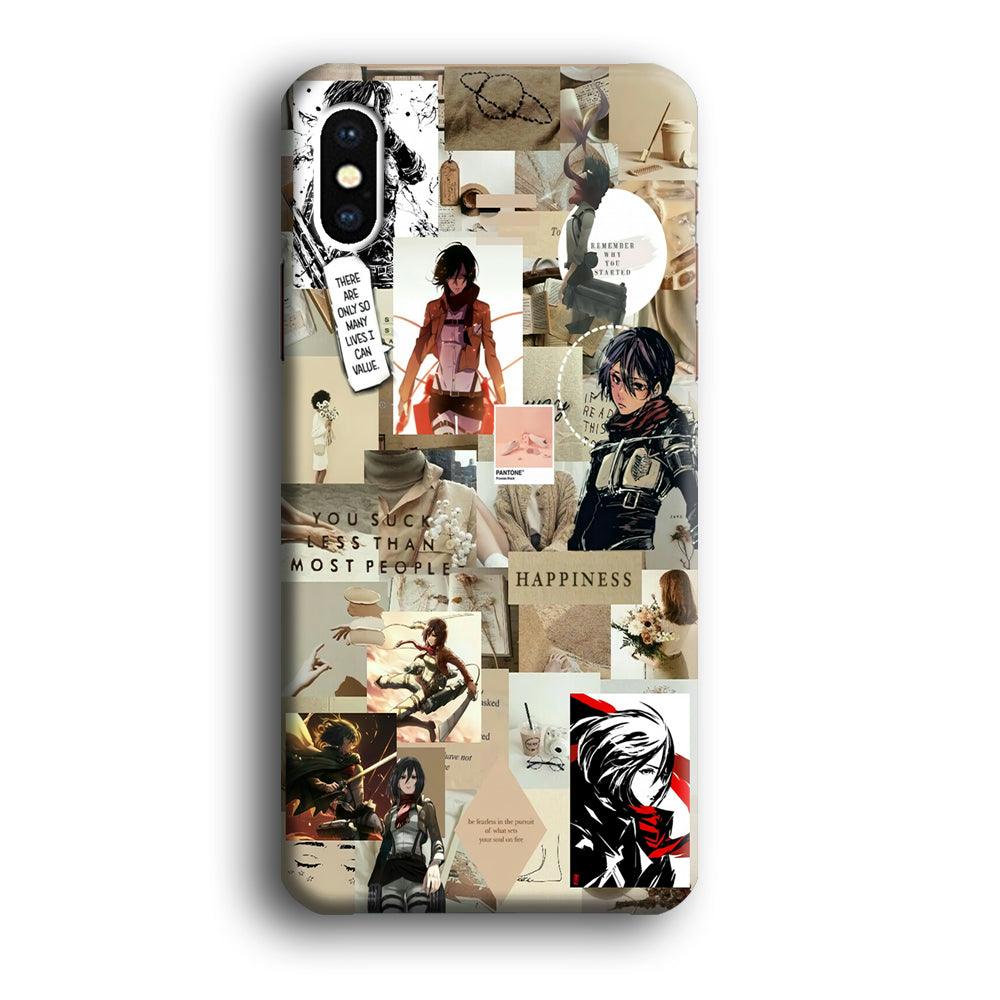 Mikasa Ackerman Aesthetic iPhone Xs Case-Plastic / Full Wrap (3D Case)-Xtracase