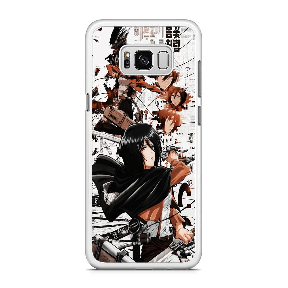 Mikasa Ackerman Shingeki no Kyojin Samsung Galaxy S8 Case-Rubber / White (2D Case)-Xtracase