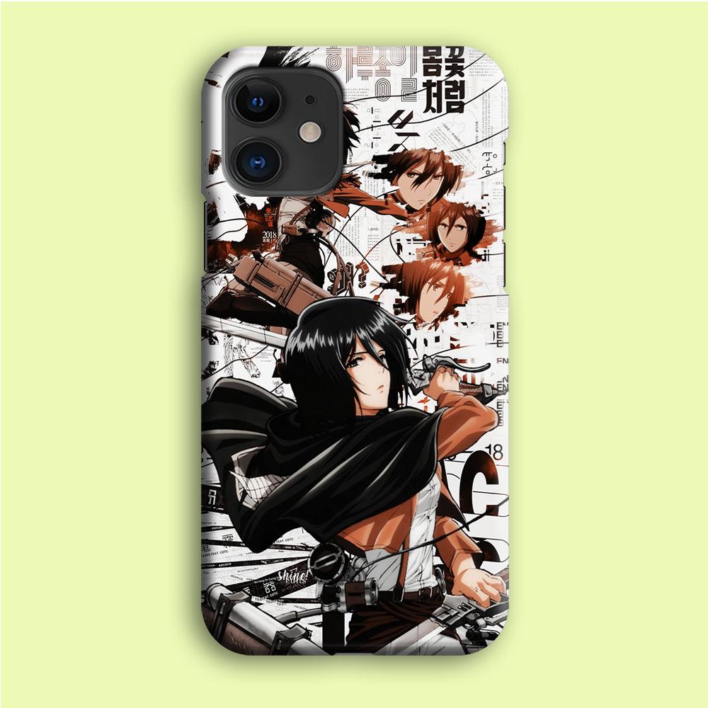 Mikasa Ackerman Shingeki no Kyojin iPhone 12 Case-Plastic / Full Wrap (3D Case)-Xtracase