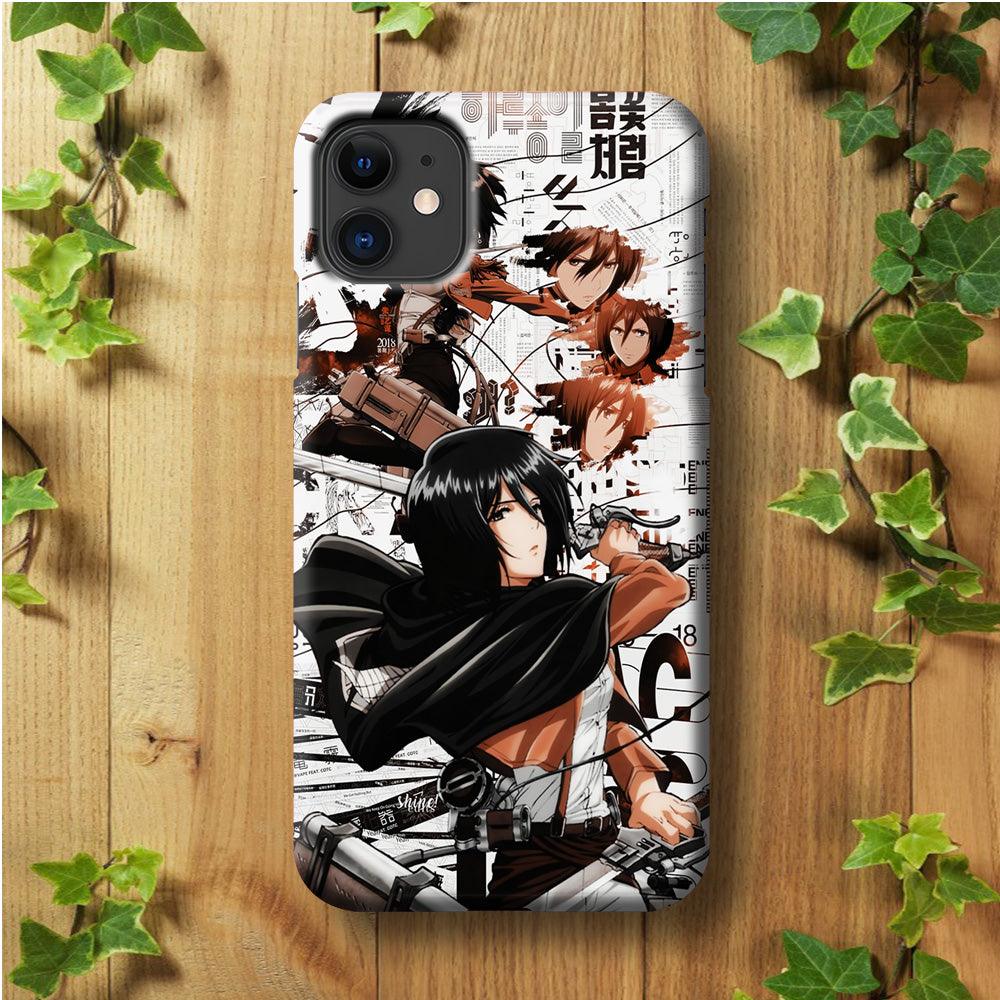 Mikasa Ackerman Shingeki no Kyojin iPhone 11 Case-Plastic / Full Wrap (3D Case)-Xtracase