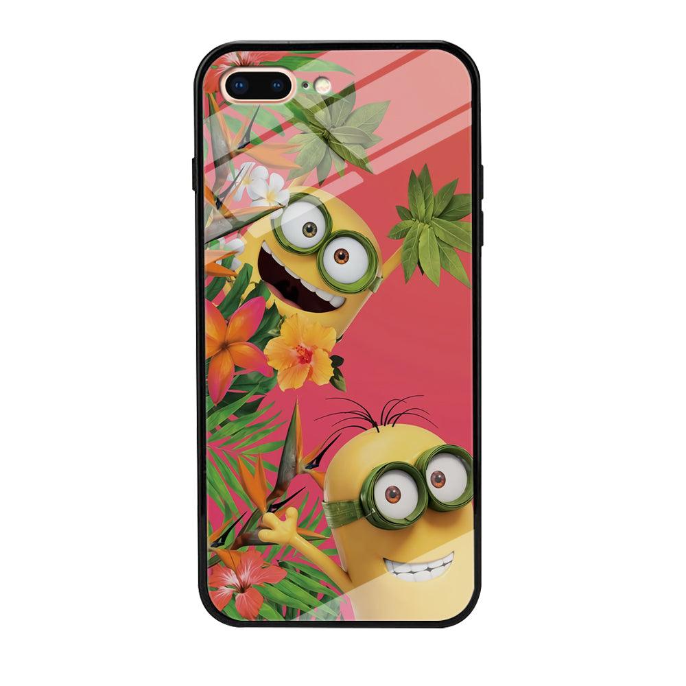 Minions Hide in The Bush iPhone 8 Plus Case-Tempered Glass Case-Xtracase