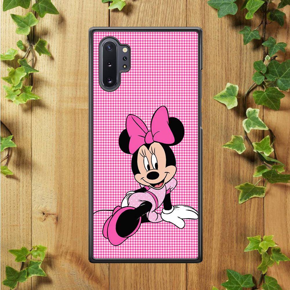 Minnie Mouse Pink Motive Samsung Galaxy Note 10 Plus Case-Rubber / Black (2D Case)-Xtracase