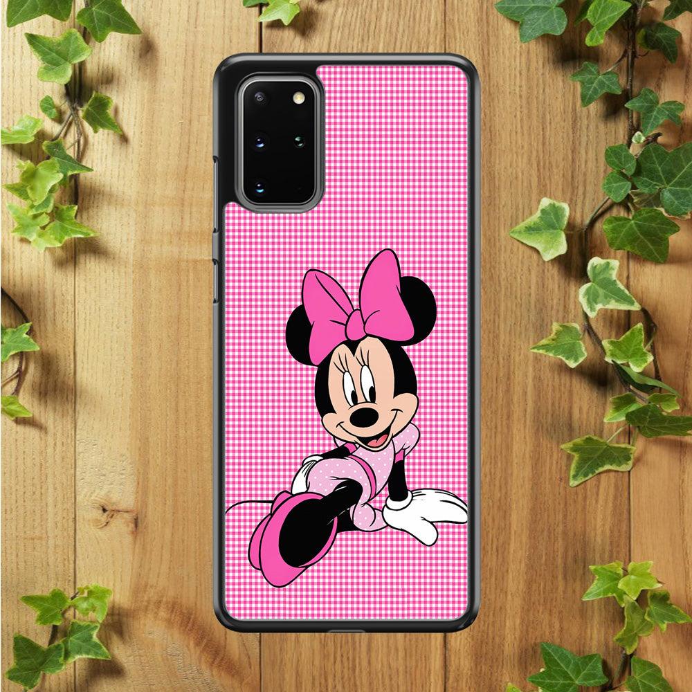Minnie Mouse Pink Motive Samsung Galaxy S20 Plus Case-Rubber / White (2D Case)-Xtracase