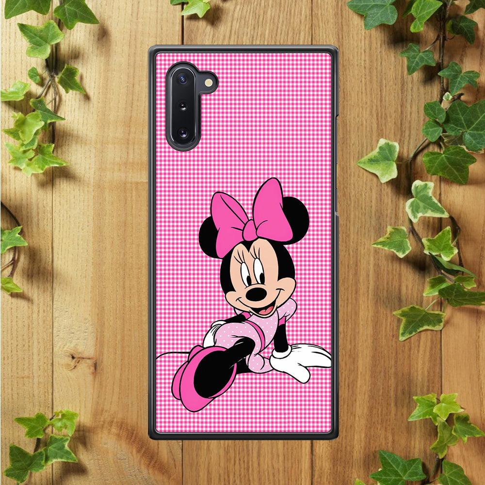 Minnie Mouse Pink Motive Samsung Galaxy Note 10 Case-Rubber / Black (2D Case)-Xtracase