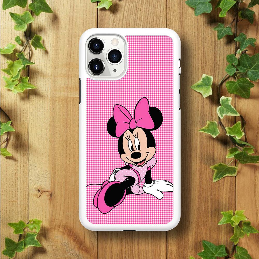 Minnie Mouse Pink Motive iPhone 11 Pro Case-Rubber / White (2D Case)-Xtracase