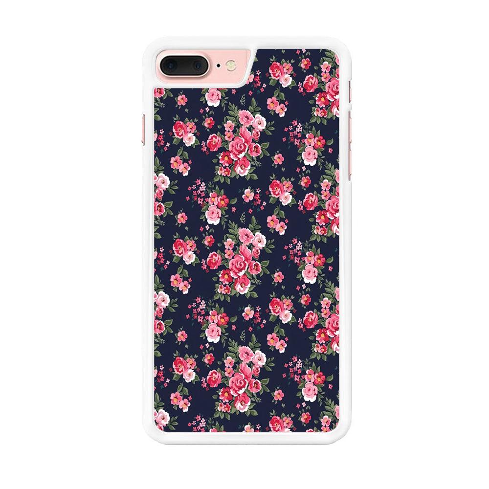 Motif Beautiful Flower 002 iPhone 8 Plus Case-Rubber / White (2D Case)-Xtracase
