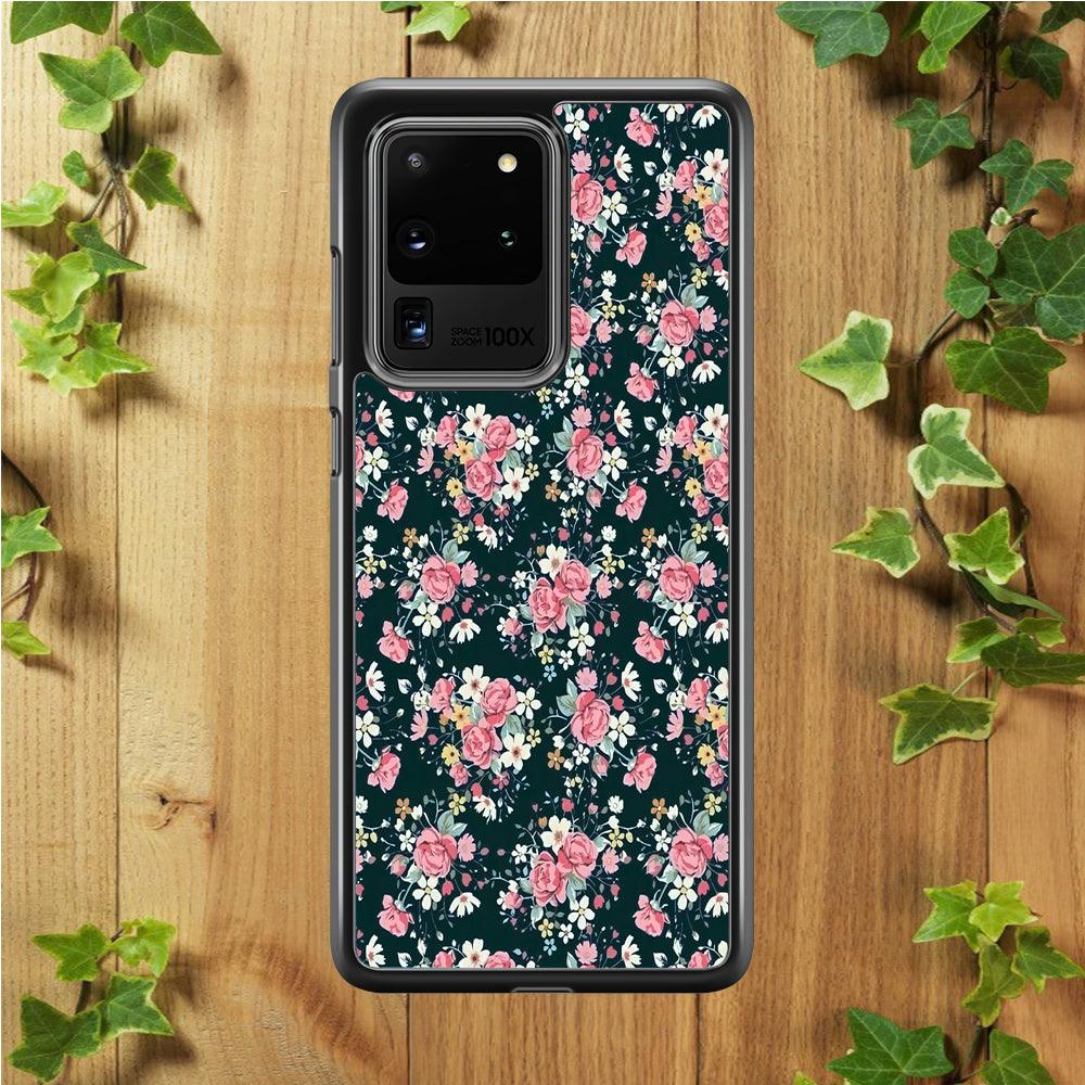 Motif Beautiful Flower 003 Samsung Galaxy S20 Ultra Case-Rubber / White (2D Case)-Xtracase