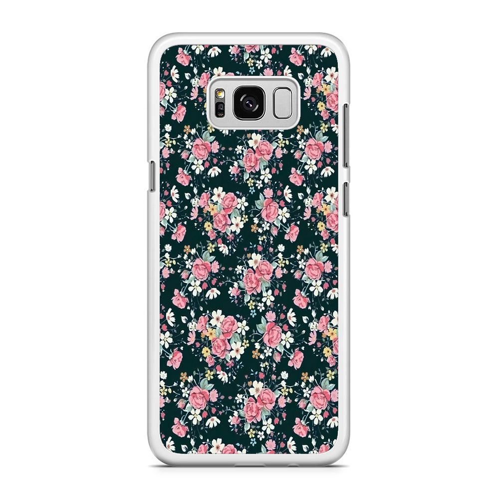Motif Beautiful Flower 003 Samsung Galaxy S8 Case-Rubber / White (2D Case)-Xtracase