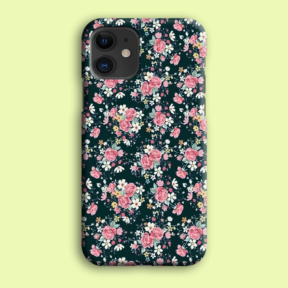 Motif Beautiful Flower 003 iPhone 12 Mini Case-Plastic / Full Wrap (3D Case)-Xtracase