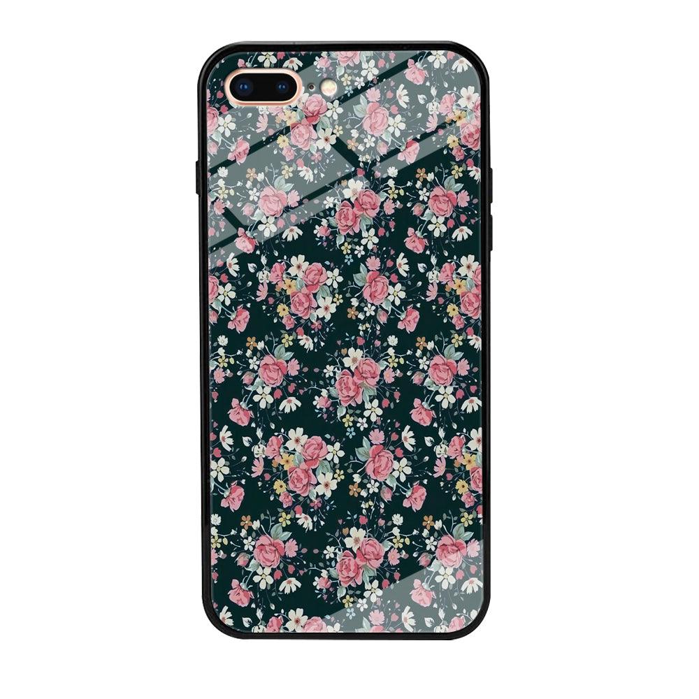 Motif Beautiful Flower 003 iPhone 8 Plus Case-Tempered Glass Case-Xtracase