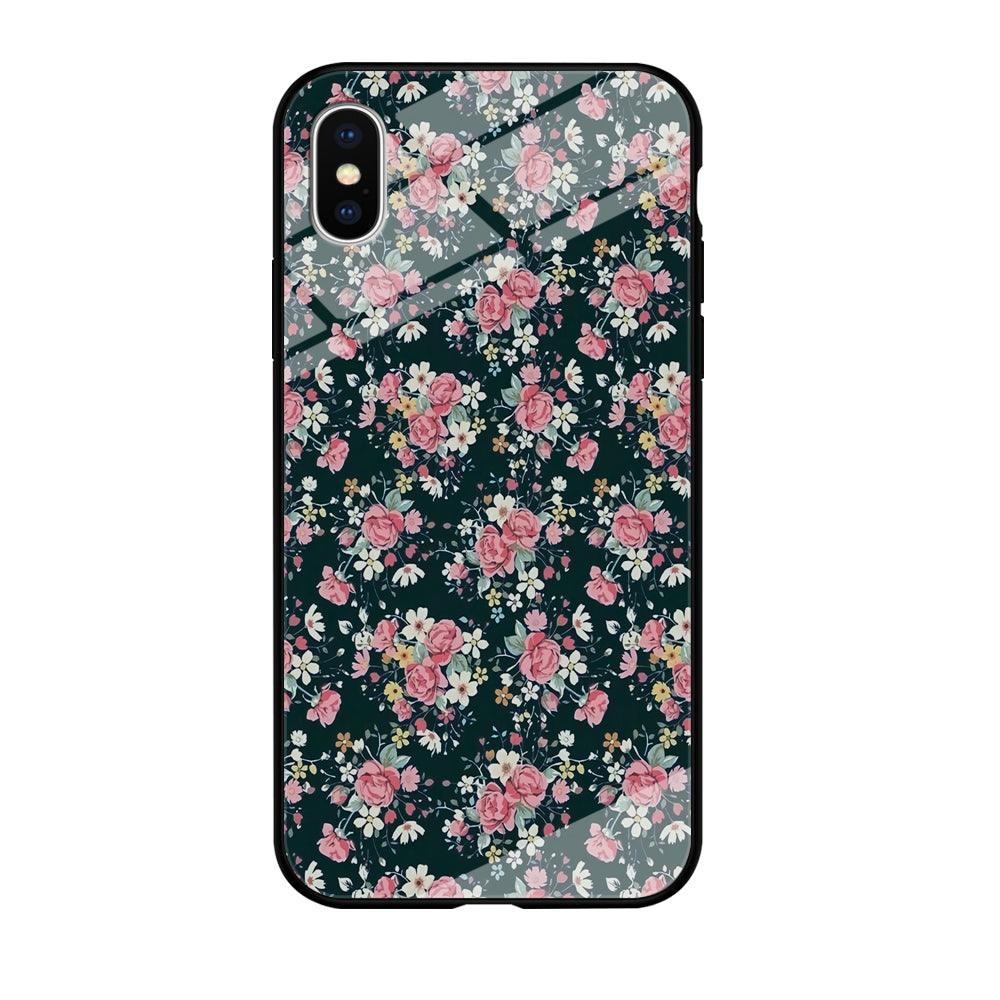 Motif Beautiful Flower 003 iPhone Xs Case-Tempered Glass Case-Xtracase