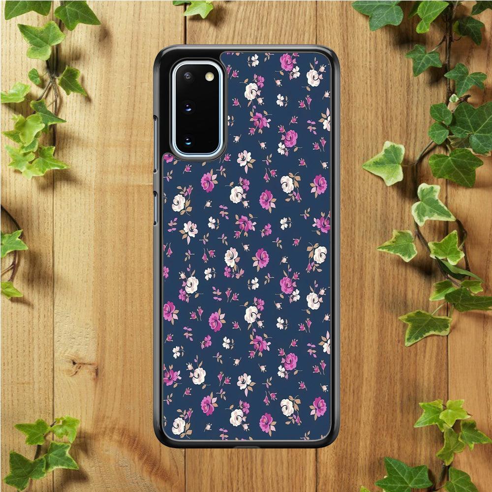 Motif Beautiful Flower 004 Samsung Galaxy S20 Case-Rubber / Black (2D Case)-Xtracase
