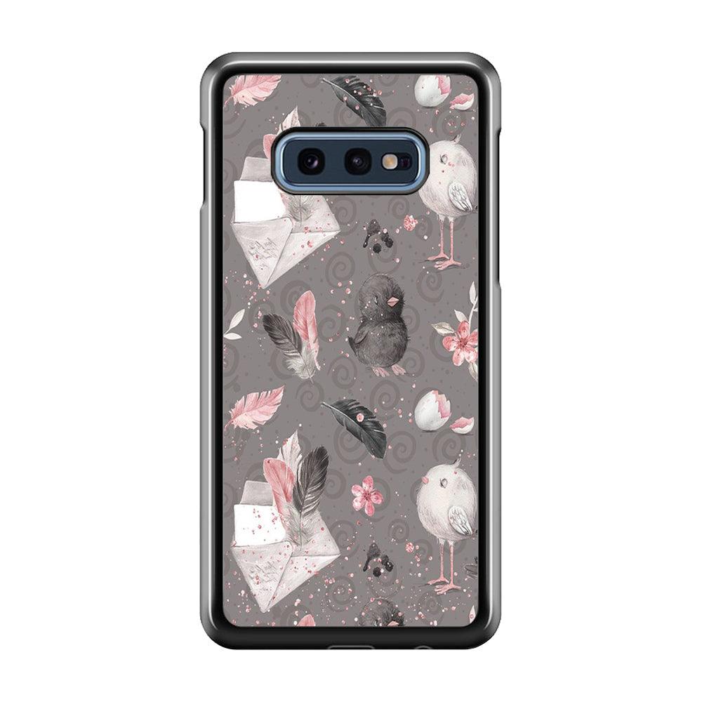 Motif Bird and Letter Grey Samsung Galaxy S10E Case-Plastic / Full Wrap (3D Case)-Xtracase