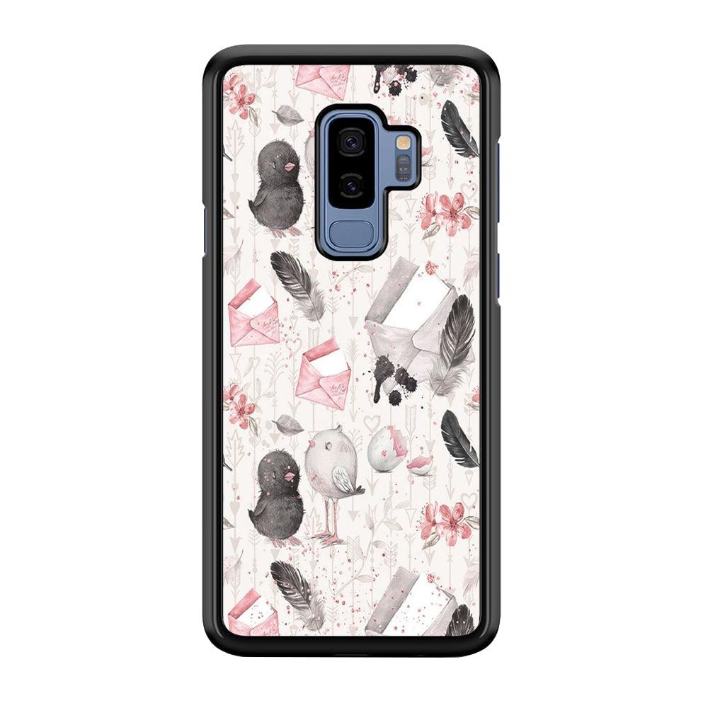 Motif Bird and Letter White Samsung Galaxy S9 Plus Case-Plastic / Full Wrap (3D Case)-Xtracase