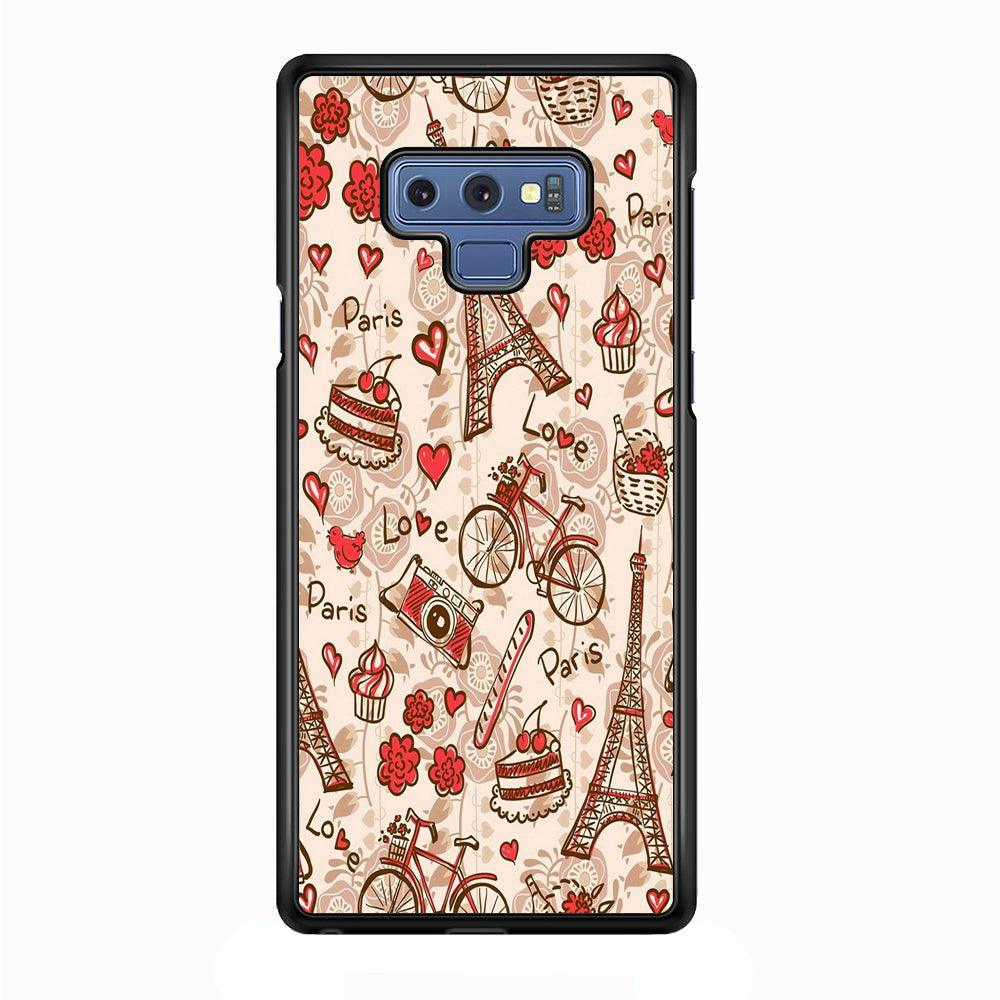 Motif Paris Love Samsung Galaxy Note 9 Case-Plastic / Full Wrap (3D Case)-Xtracase