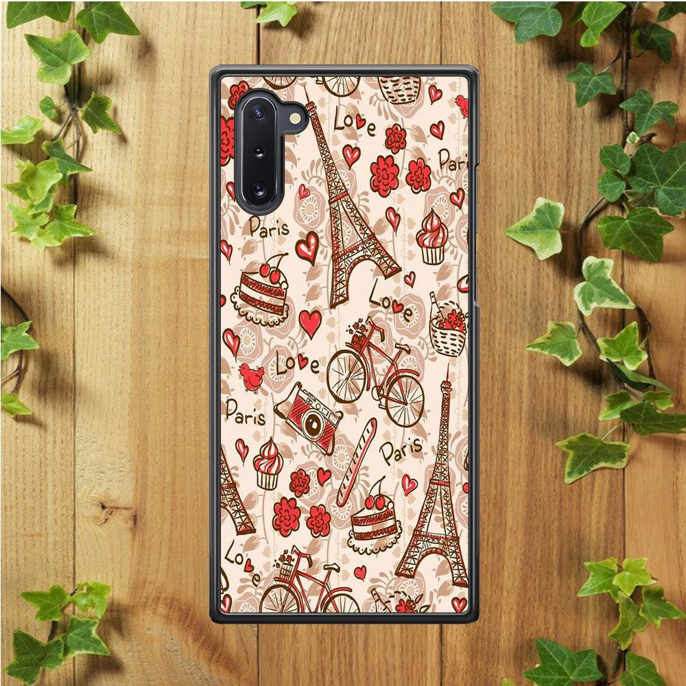Motif Paris Love Samsung Galaxy Note 10 Case-Rubber / White (2D Case)-Xtracase