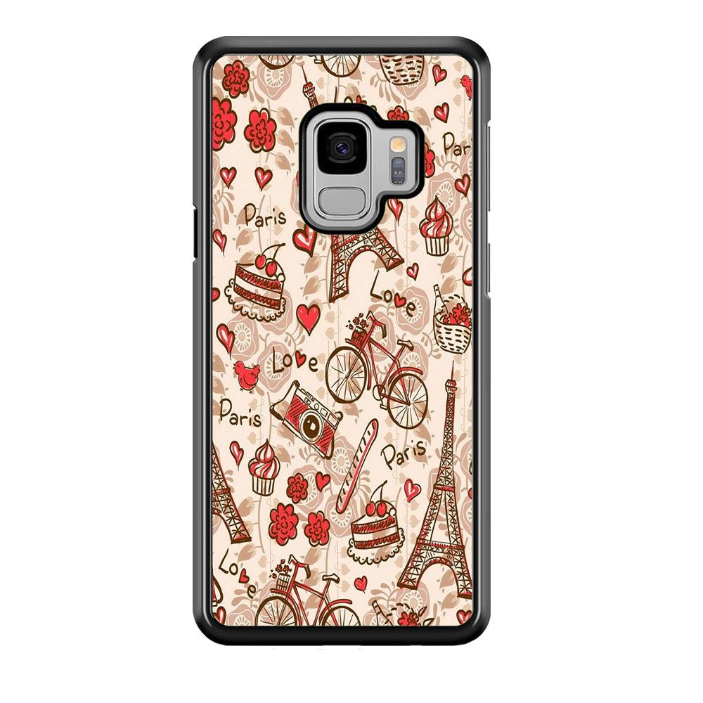 Motif Paris Love Samsung Galaxy S9 Case-Plastic / Full Wrap (3D Case)-Xtracase