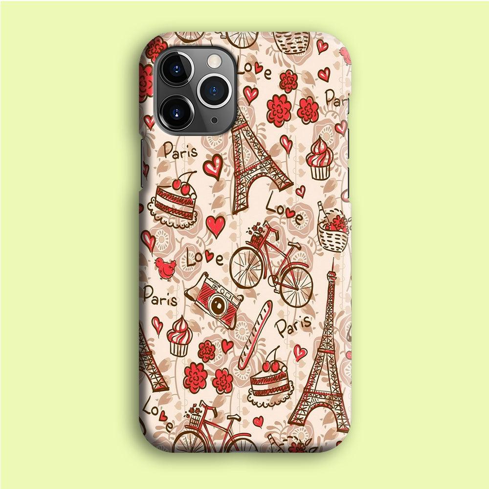 Motif Paris Love iPhone 12 Pro Case-Plastic / Full Wrap (3D Case)-Xtracase