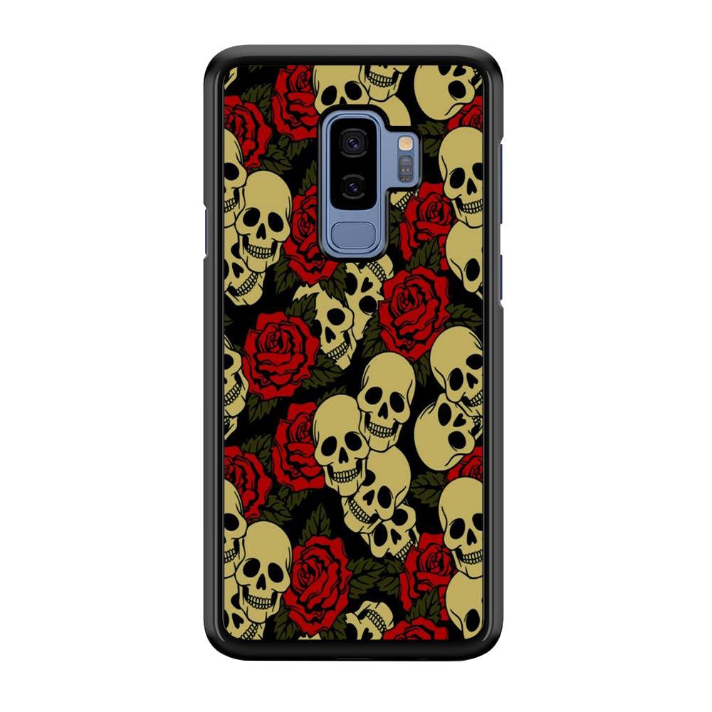 Motif Skull and Rose Samsung Galaxy S9 Plus Case-Plastic / Full Wrap (3D Case)-Xtracase