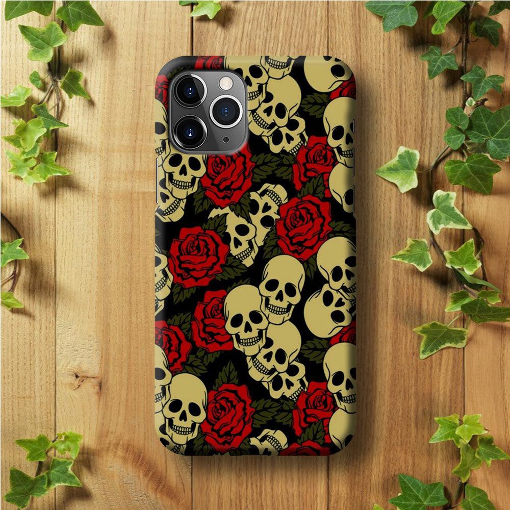 Motif Skull and Rose iPhone 11 Pro Case-Plastic / Full Wrap (3D Case)-Xtracase