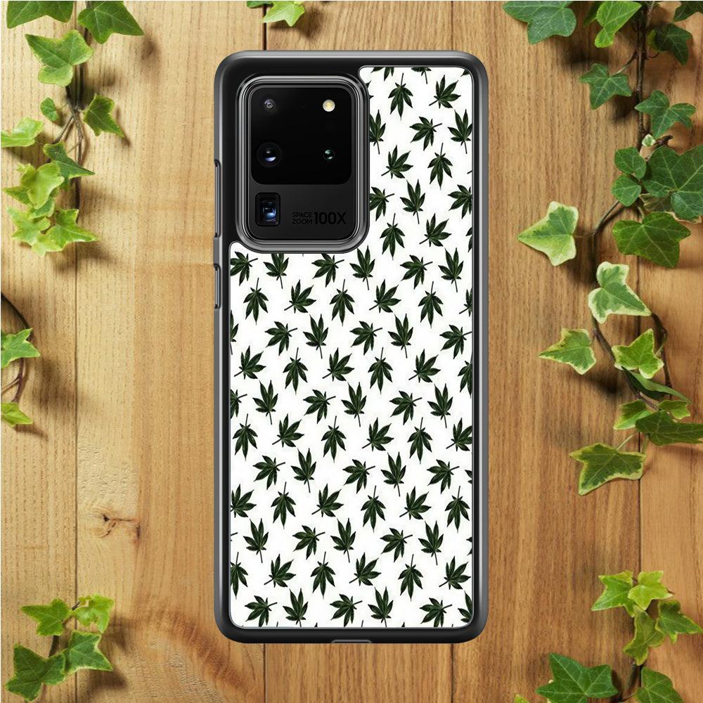 Motif Weed Samsung Galaxy S20 Ultra Case-Rubber / Black (2D Case)-Xtracase