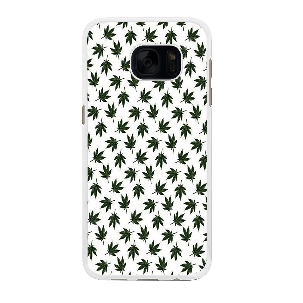 Motif Weed Samsung Galaxy S7 Edge Case-Rubber / White (2D Case)-Xtracase