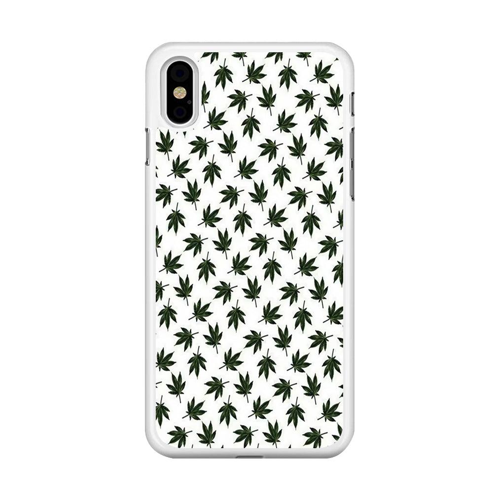 Motif Weed iPhone Xs Max Case-Rubber / White (2D Case)-Xtracase