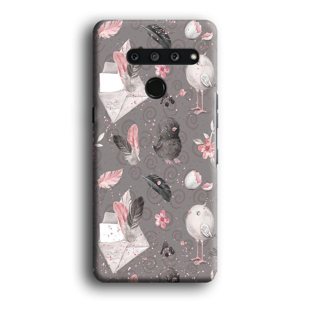 Motif Bird and Letter GreyLG V50 3D Case-Xtracase