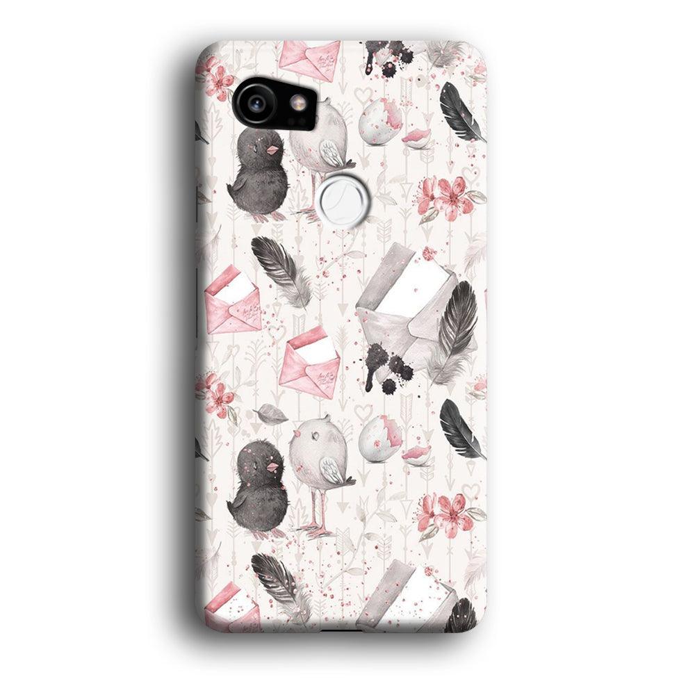 Motif Bird and Letter White Google Pixel 2 XL 3D Case-Xtracase